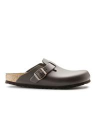 Klapki damskie Birkenstock BOSTON LEATHER UNISEX NARROW 0060103 Brązowe - Sklep online Mastersport