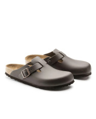 Klapki damskie Birkenstock BOSTON LEATHER UNISEX NARROW 0060103 Brązowe - Sklep online Mastersport