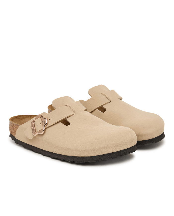 Klapki Birkenstock BOSTON FLOWERS KIDS BIRKIBUC JUNIOR NARROW 1030630 Beżowe - Sklep online Mastersport