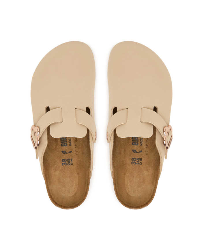 Klapki Birkenstock BOSTON FLOWERS KIDS BIRKIBUC JUNIOR NARROW 1030630 Beżowe - Sklep online Mastersport
