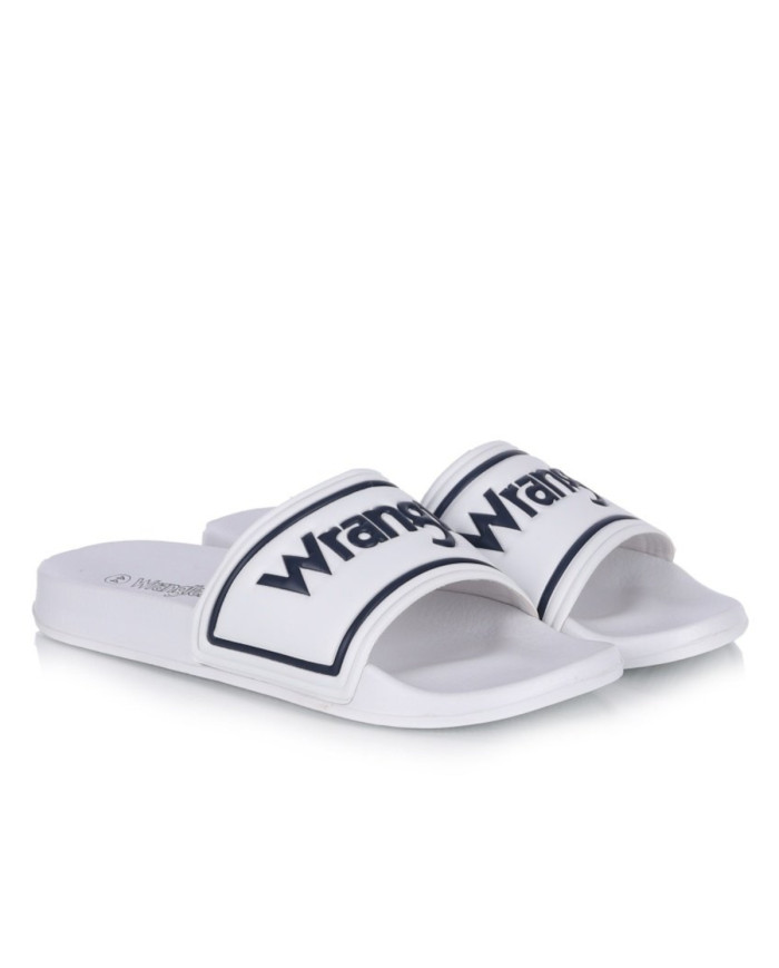 Klapki męskie Wrangler AVERELL SLIDER MEN LOW 20261059.1FG Białe - Sklep online Mastersport