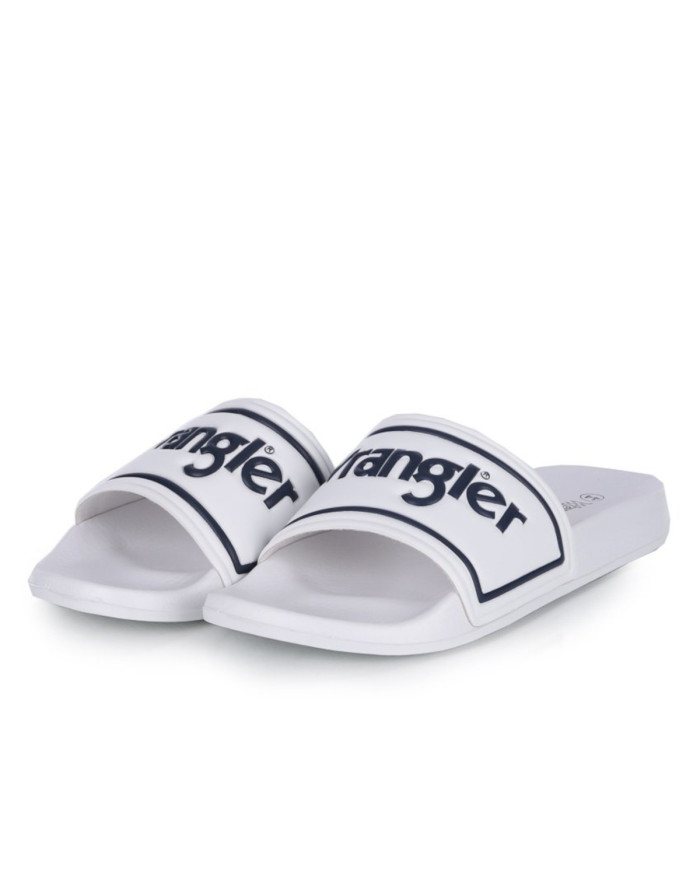 Klapki męskie Wrangler AVERELL SLIDER MEN LOW 20261059.1FG Białe - Sklep online Mastersport