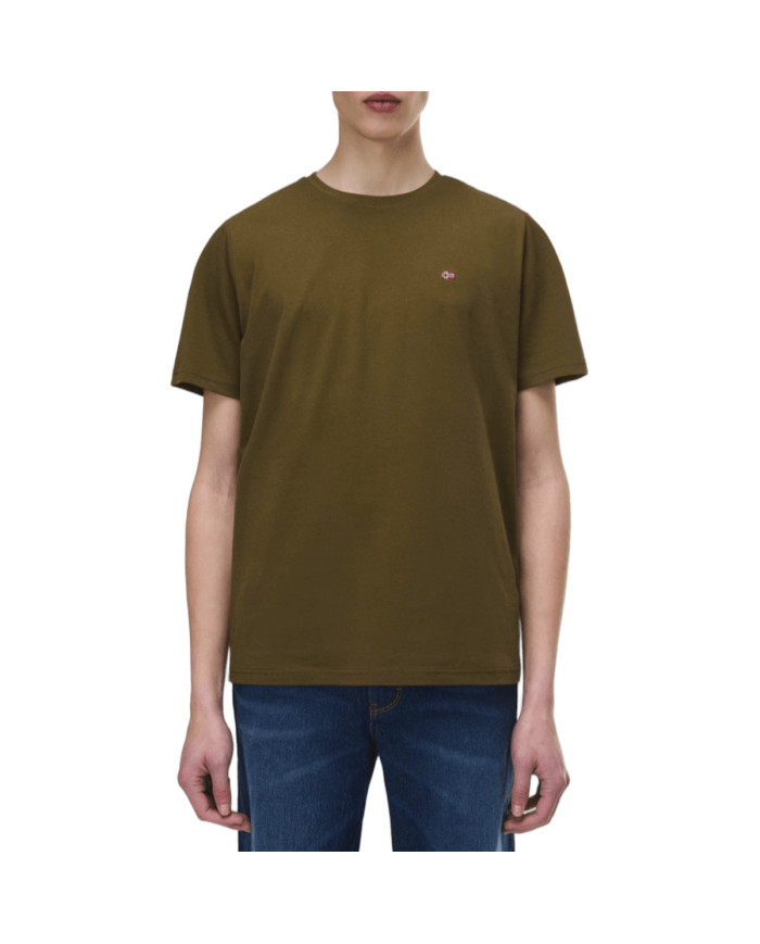 Koszulka męska Napapijri SALIS SS SUM DARK OLIVE NP0A4H8DG3A Zielona - Sklep online Mastersport