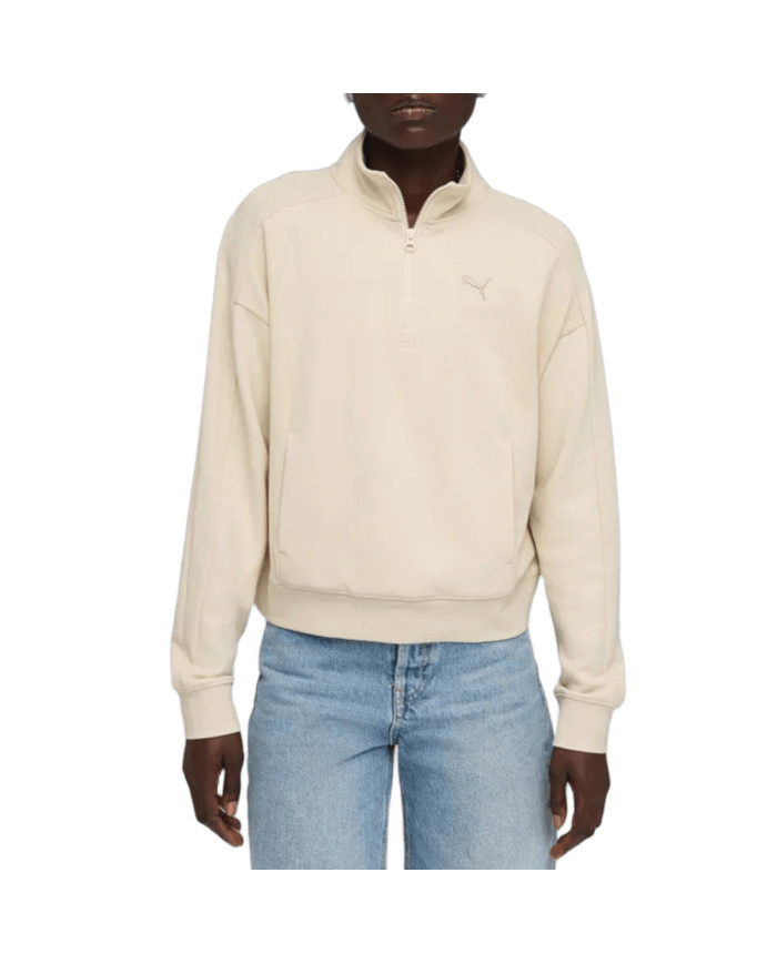 Bluza damska Puma CLASS RELAXED HALF-ZIP CREW 69187387 Beżowa - Sklep online Mastersport