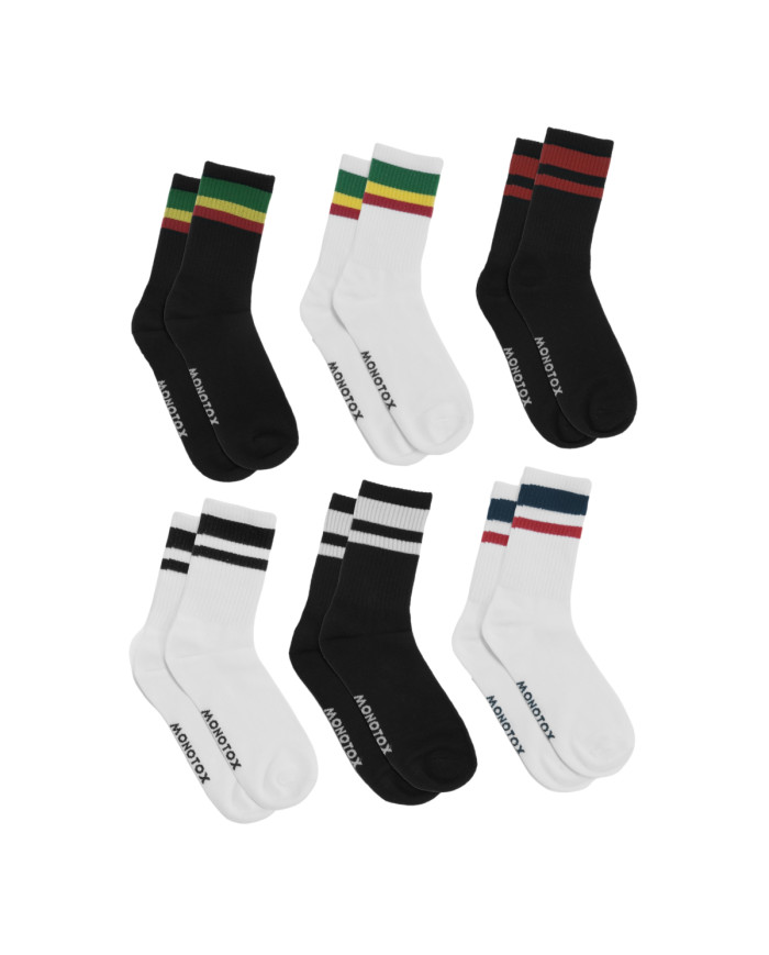 Skarpetki męskie Monotox HIGH STRIPES COLOR 6 MX11019 Białe - Sklep online Mastersport