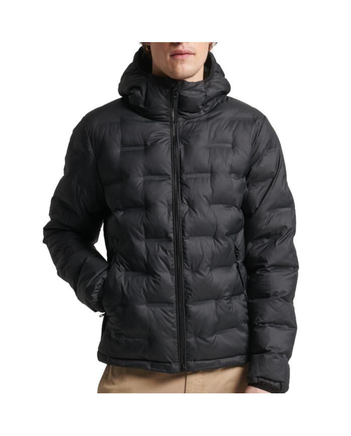 Kurtka męska Superdry SHORT QUILTED PUFFER COAT M5011811A02A Czarna - Sklep online Mastersport