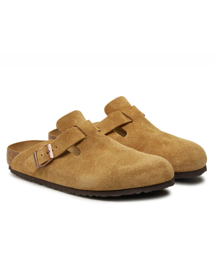 Klapki damskie Birkenstock BOSTON LEVE NARROW 1026164 Beżowe - Sklep online Mastersport