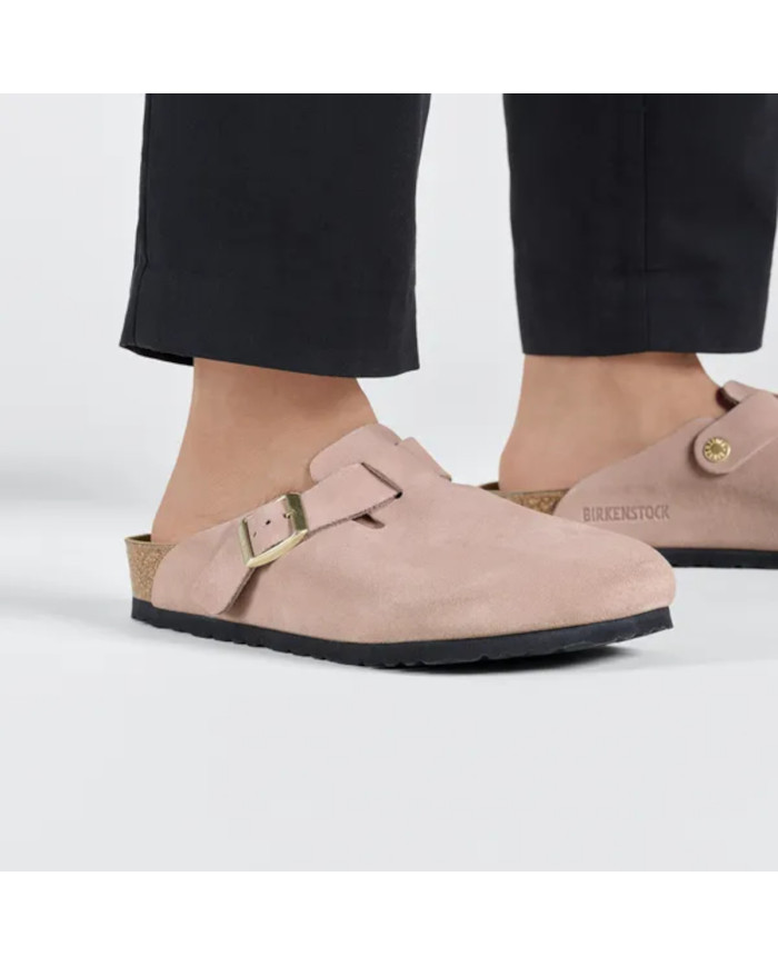 Klapki damskie Birkenstock BOSTON LEVE NARROW 1026171 Różowe - Sklep online Mastersport