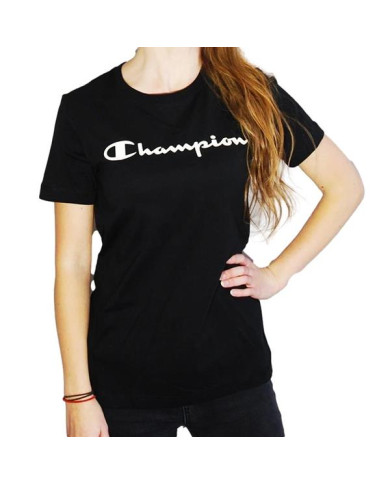 Koszulka damska Champion CREWNECK TEE 113223KK001 Czarna - Sklep online Mastersport