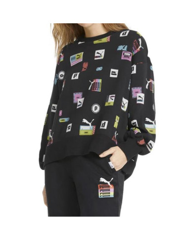 Bluza damska Puma BRAND LOVE OVERSIZED AOP 53435101 Czarna - Sklep online Mastersport