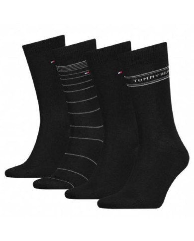 Skarpetki męskie Tommy Hilfiger TH MEN SOCK 4P TIN GIFTBOX 701220146002 Czarne - Sklep online Mastersport