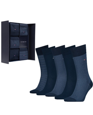 Skarpetki męskie Tommy Hilfiger TH MEN SOCK 5P GIFTBOX BIRDEYE 701224442001 Niebieskie - Sklep online Mastersport
