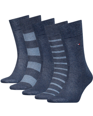Skarpetki męskie Tommy Hilfiger TH MEN SOCK 5P GIFTBOX MOULINE STRIPE 701224443003 Niebieskie - Sklep online Mastersport