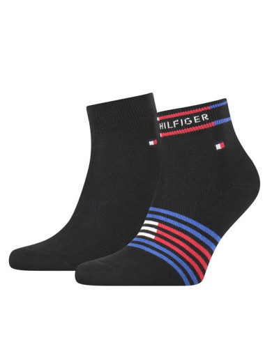 Skarpetki męskie Tommy Hilfiger TH MEN QUARTER 2P BRETON STRIPE 100002212002 Czarne - Sklep online Mastersport