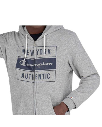 Bluza męska Champion HOODED FULL ZIP SWEATSHIRT 216605EM006 Szara - Sklep online Mastersport