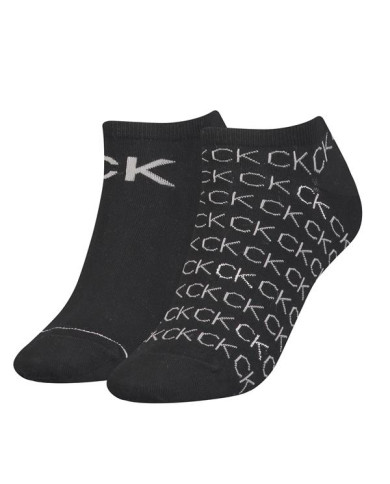 Skarpetki damskie Calvin Klein CK WOMEN SNEAKER 2P ALL OVER LOGO 701218779001 Czarne - Sklep online Mastersport