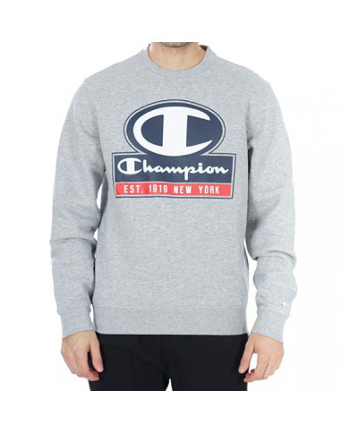 Bluza męska Champion CREWNECK SWEATSHIRT 216604EM006 Szara - Sklep online Mastersport