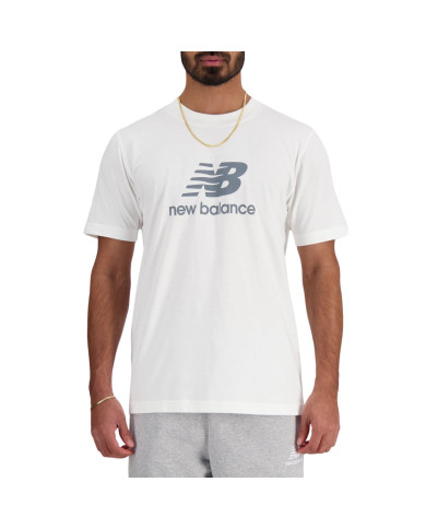 Koszulka męska New Balance S/S NEW BALANCE STACKED LO WT MT41502WT Biała - Sklep online Mastersport