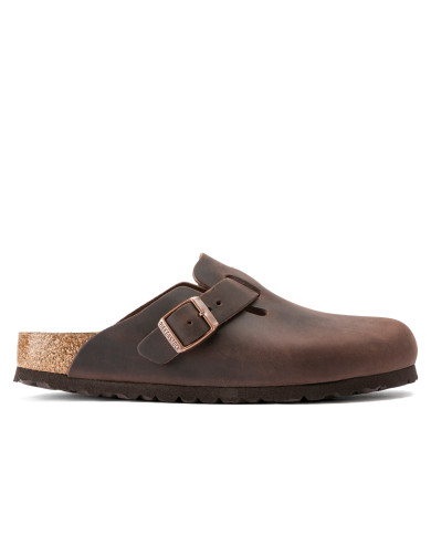 Klapki damskie Birkenstock BOSTON LEOI NARROW 0860133 Brązowe - Sklep online Mastersport