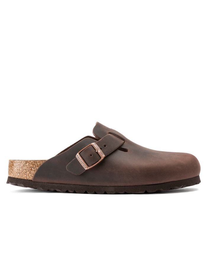 Klapki damskie Birkenstock BOSTON LEOI NARROW 0860133 Brązowe - Sklep online Mastersport