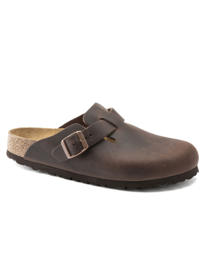 Klapki damskie Birkenstock BOSTON LEOI NARROW 0860133 Brązowe - Sklep online Mastersport