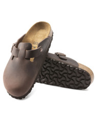 Klapki damskie Birkenstock BOSTON LEOI NARROW 0860133 Brązowe - Sklep online Mastersport