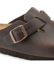 Klapki damskie Birkenstock BOSTON LEOI NARROW 0860133 Brązowe - Sklep online Mastersport