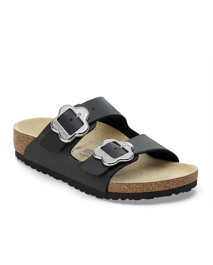 Klapki damskie Birkenstock ARIZONA KIDS FLOWER BUCKLE BF REGULAR 1029815 Czarne - Sklep online Mastersport