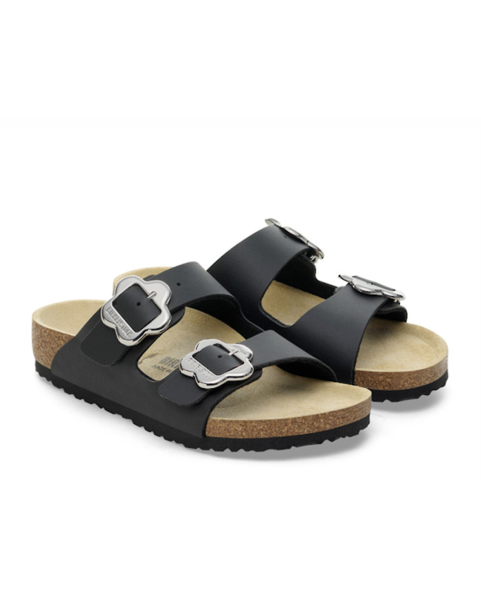 Klapki damskie Birkenstock ARIZONA KIDS FLOWER BUCKLE BF REGULAR 1029815 Czarne - Sklep online Mastersport
