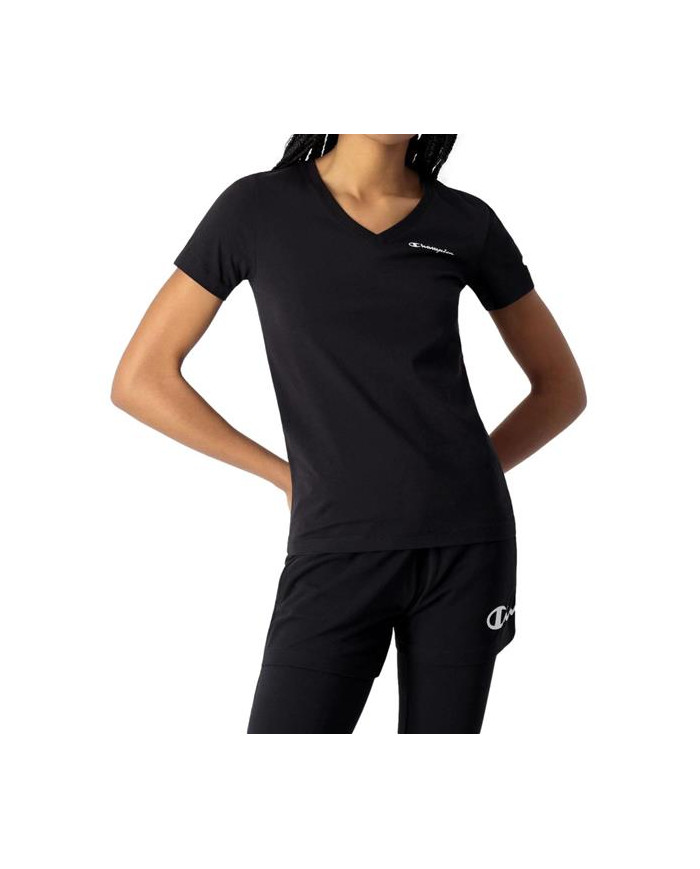 Koszulka damska Champion V-NECK T-SHIRT 114913KK001 Czarna - Sklep online Mastersport