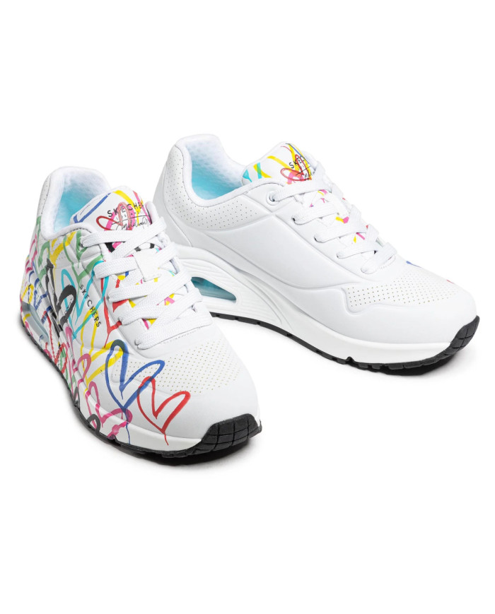 Buty damskie Skechers UNO SPREAD THE LOVE 155507WMLT Białe - Sklep online Mastersport