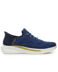 Buty męskie Skechers SLADE QUINTO 210810BLU Niebieskie - Sklep online Mastersport