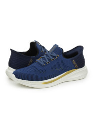 Buty męskie Skechers SLADE QUINTO 210810BLU Niebieskie - Sklep online Mastersport