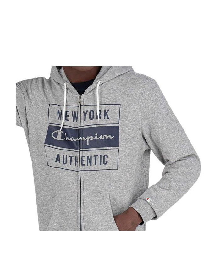 Bluza męska Champion HOODED FULL ZIP SWEATSHIRT 216605EM006 Szara - Sklep online Mastersport