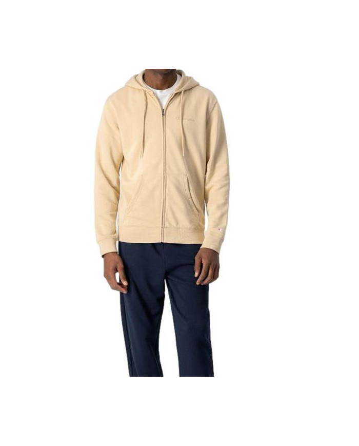 Bluza męska Champion HOODED FULL ZIP SWEATSHIRT 218537MS073 Beżowa - Sklep online Mastersport