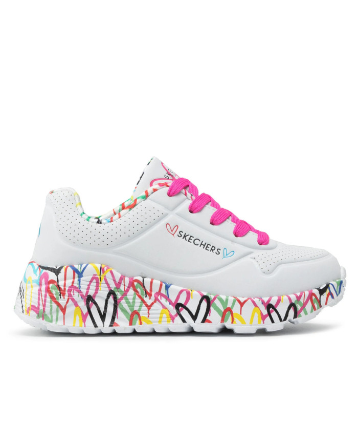 Buty dziecięce Skechers UNO LITE LOVELY LUV 314976LWMLT Białe - Sklep online Mastersport