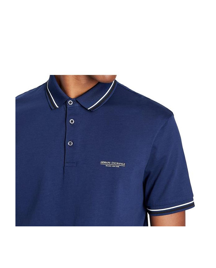 Koszulka męska Armani Exchange POLO 3LZFLB-ZJ9AZ-15BF Niebieska - Sklep online Mastersport