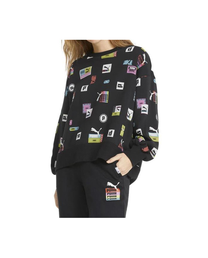 Bluza damska Puma BRAND LOVE OVERSIZED AOP 53435101 Czarna - Sklep online Mastersport