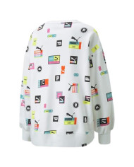 Bluza damska Puma BRAND LOVE OVERSIZED AOP 53435102 Biała - Sklep online Mastersport