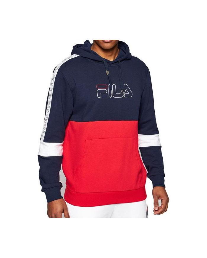 Bluza męska Fila JADON BLOCKED TAPE HOODY 683255G06 Niebieska - Sklep online Mastersport