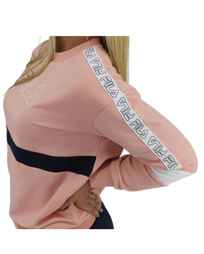 Bluza damska Fila JACKI TAPED CREW SWEAT W 683282B054 Różowa - Sklep online Mastersport