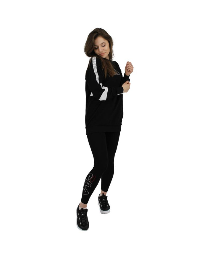 Bluza damska Fila JACKI TAPED CREW SWEAT W 683282E09 Czarna - Sklep online Mastersport
