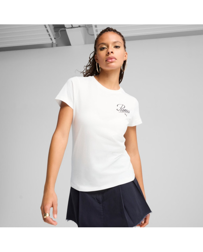 Koszulka damska Puma ESS SCRIPT TEE 68498202 Biała - Sklep online Mastersport