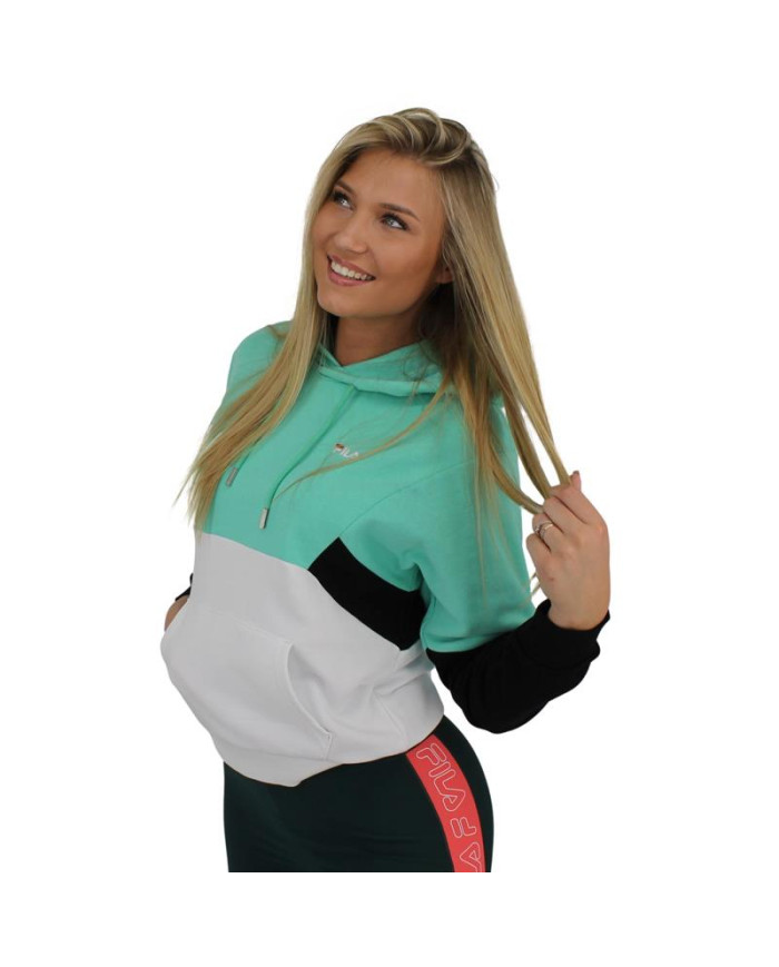 Bluza damska Fila AMYA CROPPED HOODY 688483B121 Turkusowa - Sklep online Mastersport