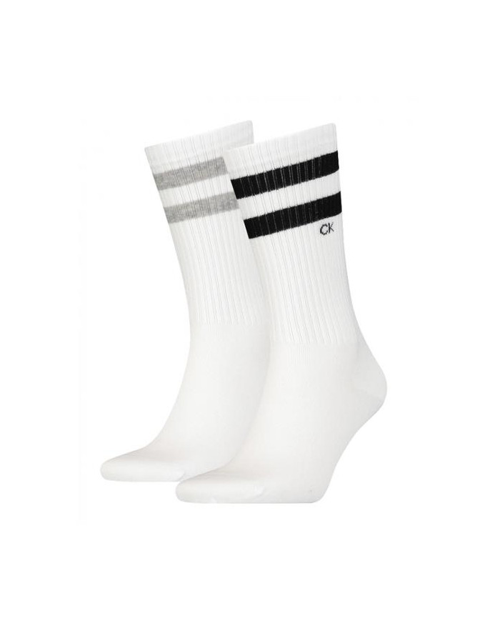 Skarpetki męskie Calvin Klein CK MEN SOCK 2P STRIPES 701218711004 Białe - Sklep online Mastersport