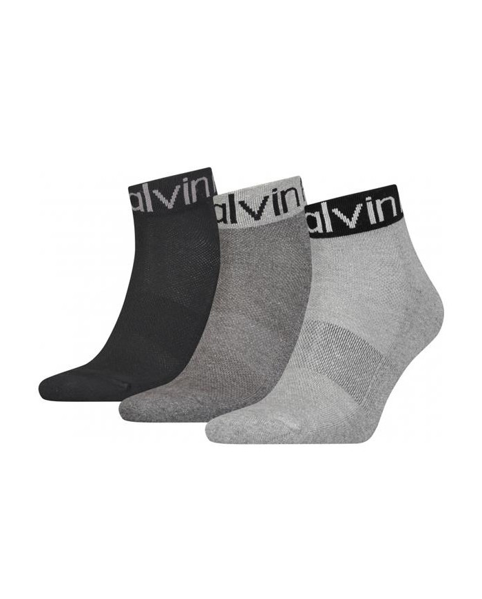 Skarpetki męskie Calvin Klein CK MEN QUARTER 3P LOGO 701218722003 Szare - Sklep online Mastersport