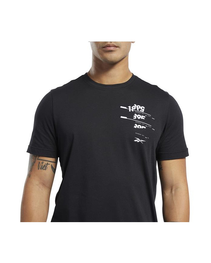 Koszulka męska Reebok TS COTTON GRAPHIC TEE FL0596 Czarna - Sklep online Mastersport