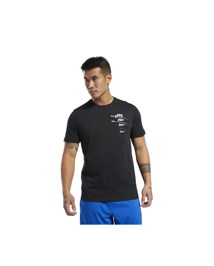 Koszulka męska Reebok TS COTTON GRAPHIC TEE FL0596 Czarna - Sklep online Mastersport