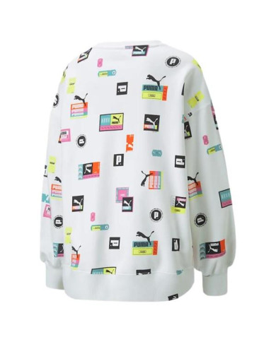 Bluza damska Puma BRAND LOVE OVERSIZED AOP 53435102 Biała - Sklep online Mastersport