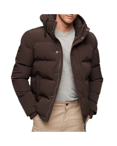 Kurtka męska Superdry EVEREST SHORT HOODED PUFFER M501174304O Brązowa - Sklep online Mastersport
